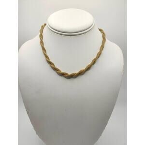 Vintage Sarah Coventry Signed Twisted Mesh Rope Choker Gold Tone